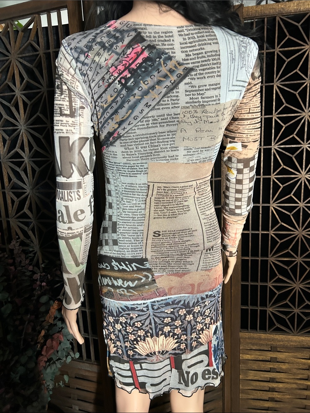 NWT DESIGUAL NEWS PRINT DRESS S - Picture 9 of 15